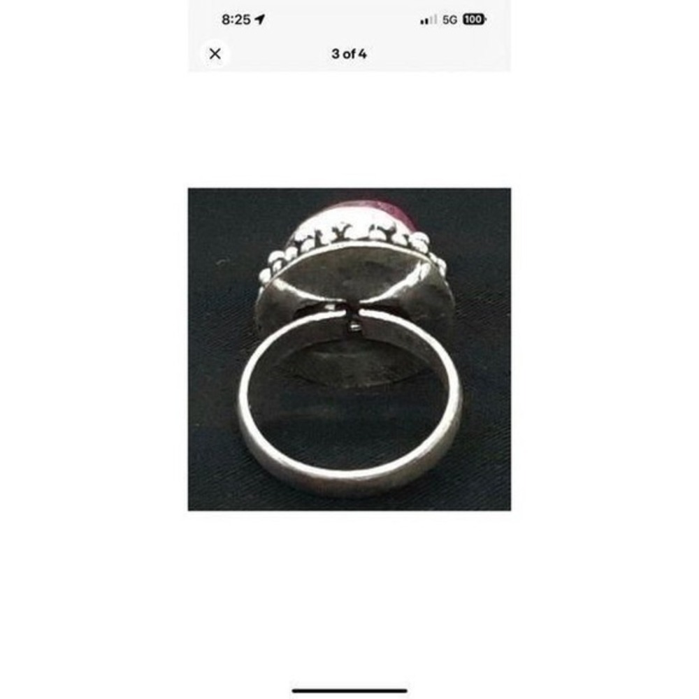 Vintage 12.86ctw Ruby Silver Ring Size 8 - Picture 4 of 4